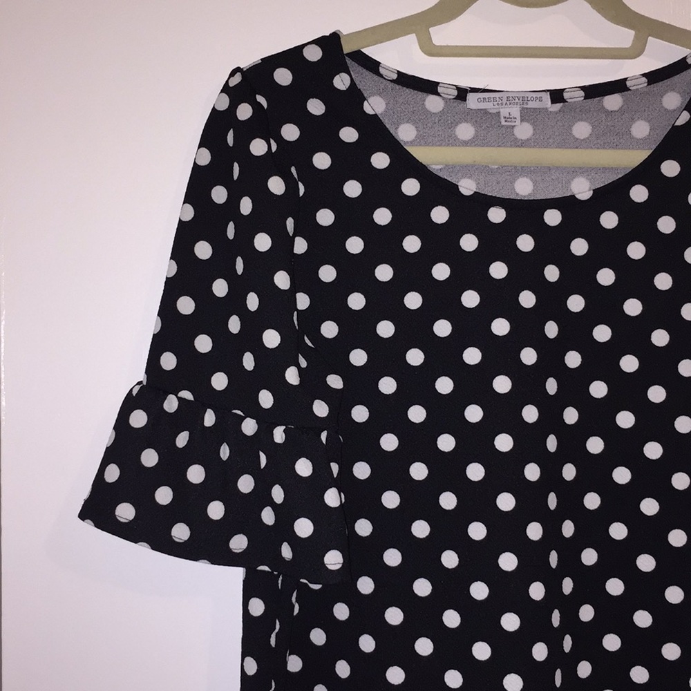 Polka Dot Ruffle Sleeve Shirt